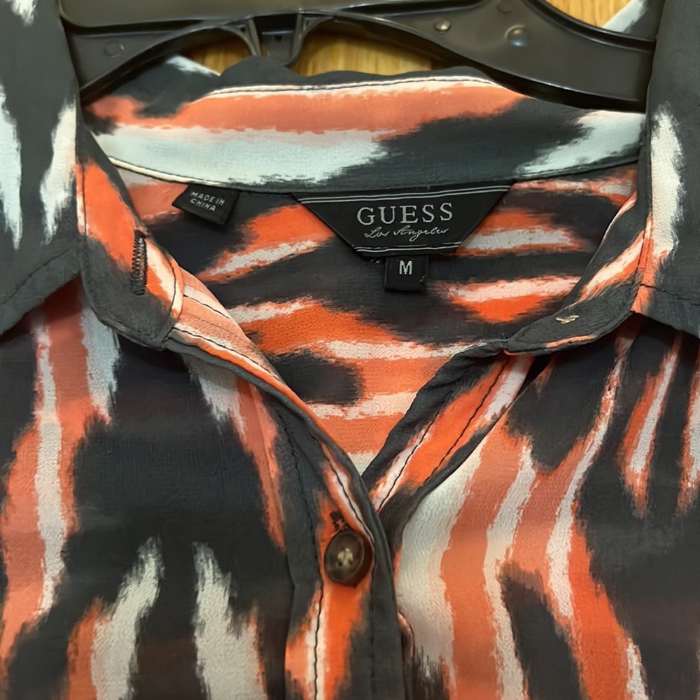 Open Back Sheer Guess Button Down - image 2